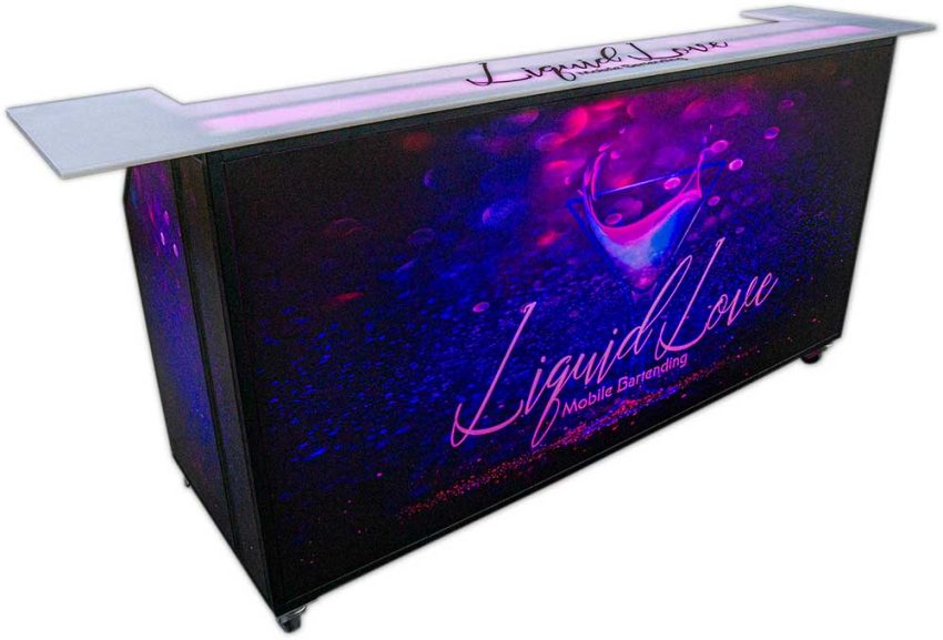 Barra portátil 77 con tapa envolvente y marco negro Barra portátil 77 con tapa envolvente y marco negro