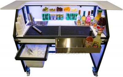 48" Portable Bar w/ Under Counter Ice Bin - Shown with 1/3 Hotel Pan Prep Panel Cutouts