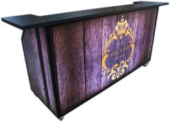 Bar portátil con paneles de madera retroiluminados Bar portátil con paneles de madera retroiluminados