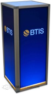 Mesa LED modular e18 con logotipo de la marca