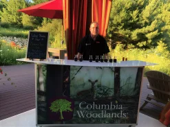 Signature 62 Mobile Bar - Custom Branded Outdoor Wine Tasting Station Signature 62 portable bar setup as a mobile wine bar, featuring a custom full-color graphic for outdoor events.