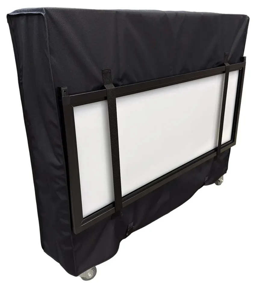 Straps on the protective cover can also be used to hold the overhead sign Fusion 48 Bar With Cover Holding Overhead Sign in Straps