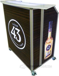 بار متنقل صغير محمول متنقل - ليكور 43 نمط الحبيبات الخشبية