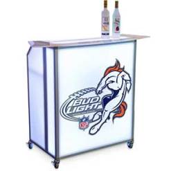 Mobile Mini Portable Bar - Bud Light NFL Broncos Edition Mobile Mini portable bar with Bud Light and Denver Broncos NFL custom graphics