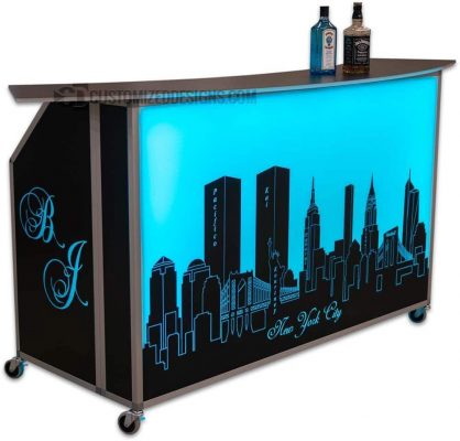 Portable Bar w/ New York Skyline Graphic
